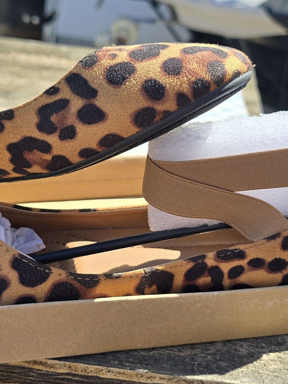 Bella Marie Leopard-Print Ballet Flats in Tan and Black - Picture 3 of 4